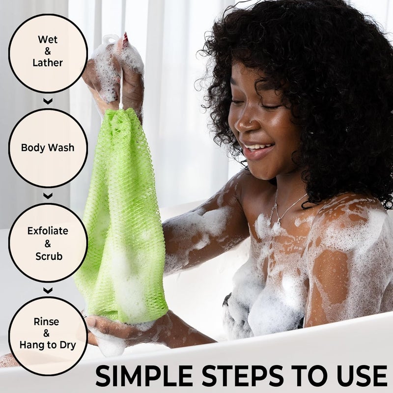 MINISENTIALS African Net Sponge Authentic - Afro Scrub Exfoliating Net Sponge with Knots - African Bath Sponges for Body Scrubber Exfoliator - Back Scrubber for Shower Bathing Accessories - Image 3